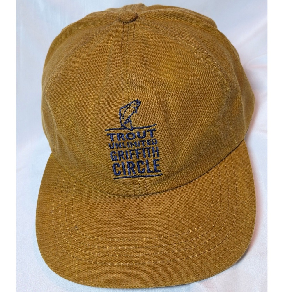 Filson Trout Unlimited Griffith Circle Tin Cloth Cap Dark Tan Hat USA